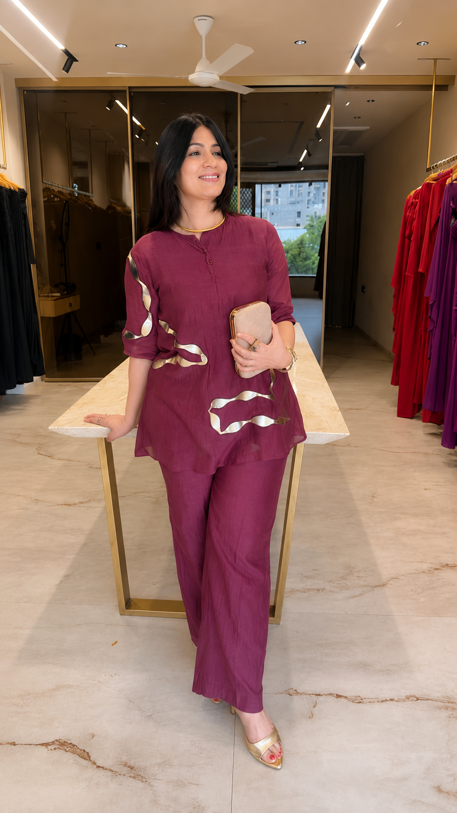 Wine Swirl Tunic Set